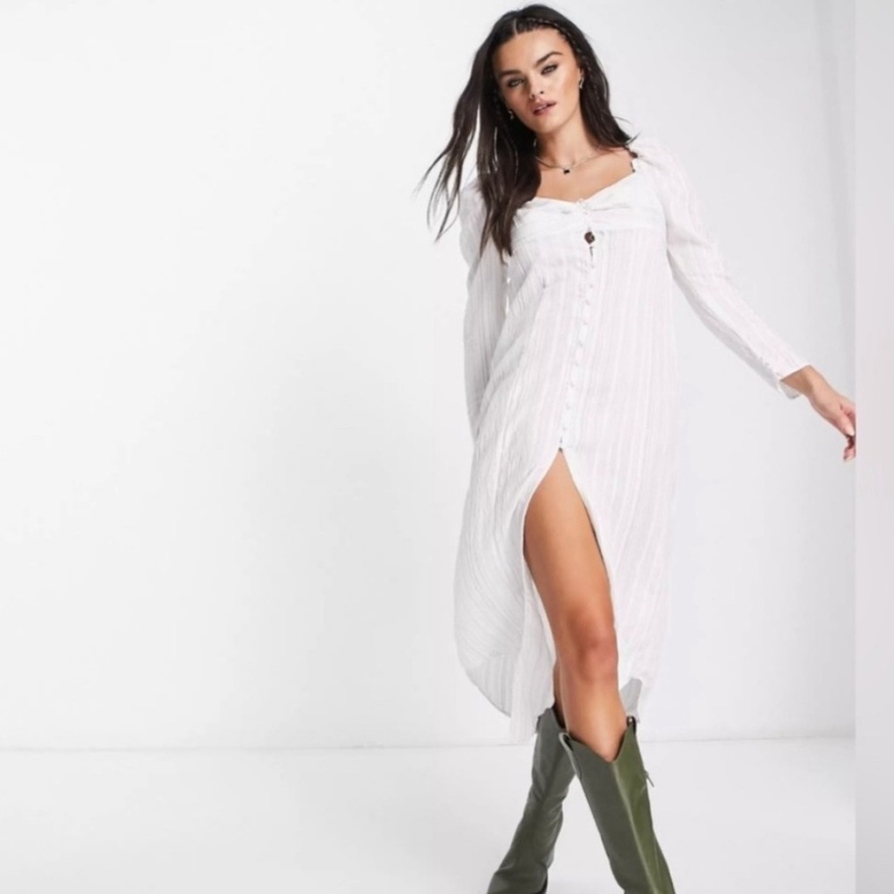 Free People Luna Button Front Maxi Blouse
